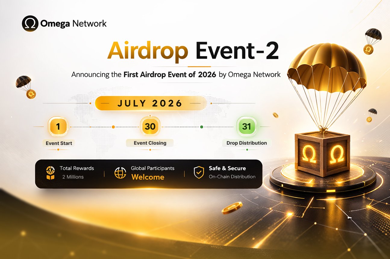 Omega Network Mega Airdrop Event-2 2026 with 2 Million $OMG Tokens